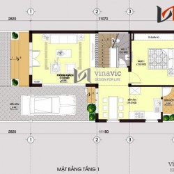 Mẫu nhà chữ L đẹp 2 tầng 80m2 3 phòng ngủ mặt tiền rộng 7m BT1451