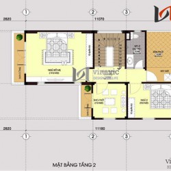 Mẫu nhà chữ L đẹp 2 tầng 80m2 3 phòng ngủ mặt tiền rộng 7m BT1451