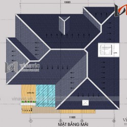 Mẫu thiết kế nhà mái thái 1 tầng 3 phòng ngủ rộng 13m dài 12m BT1510