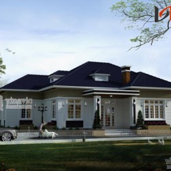 Nhà biệt thự mái thái 1 tầng đẹp phong cách hiện đại: BT1514