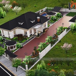 Nhà biệt thự mái thái 1 tầng đẹp phong cách hiện đại: BT1514