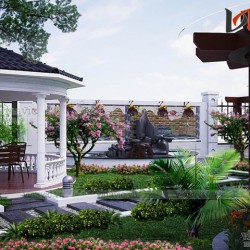 Nhà biệt thự mái thái 1 tầng đẹp phong cách hiện đại: BT1514