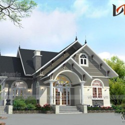 Mẫu nhà mái thái 1 tầng 4 phòng ngủ kích thước 13x13m ở Phú Thọ BT1522