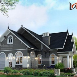 Mẫu nhà mái thái 1 tầng 4 phòng ngủ kích thước 13x13m ở Phú Thọ BT1522