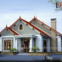 Thiết kế nhà vườn 150m2 3 phòng ngủ trên đất 13.7x13.5m BT1524