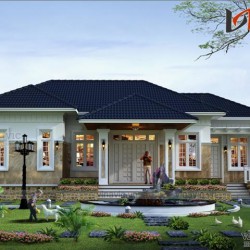 Thiết kế nhà 1 tầng 2 phòng ngủ mặt tiền 16m dài 10m đầu tư 800 triệu BT1527