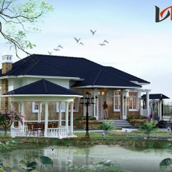 Thiết kế nhà 1 tầng 2 phòng ngủ mặt tiền 16m dài 10m đầu tư 800 triệu BT1527