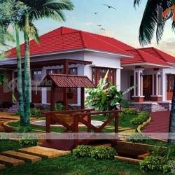 Mẫu nhà biệt thự vườn 1 tầng mái đỏ truyền thống ở Hà Nam BT1612