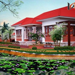 Mẫu nhà biệt thự vườn 1 tầng mái đỏ truyền thống ở Hà Nam BT1612