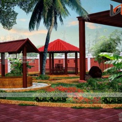 Mẫu nhà biệt thự vườn 1 tầng mái đỏ truyền thống ở Hà Nam BT1612