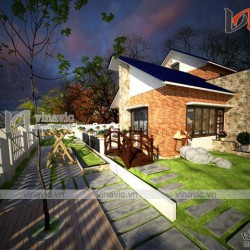 Mẫu nhà vườn 2 tầng ở nông thôn 4 phòng ngủ mặt tiền 20m hiện đại BT1617