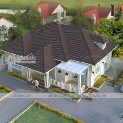 Mẫu nhà vuông 1 tầng mái thái 150m2 kích thước 14x11m 3 phòng ngủ BT1618
