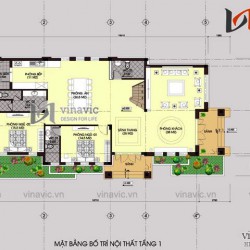 Mẫu nhà 2 tầng 1 tum mái thái đẹp kích thước 12mx18m hiện đại BT1503