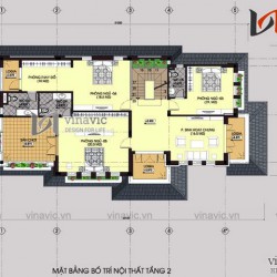 Mẫu nhà 2 tầng 1 tum mái thái đẹp kích thước 12mx18m hiện đại BT1503