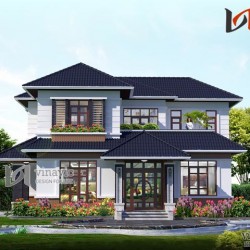 Bản thiết kế biệt thự 2 tầng 4 phòng ngủ diện tích đất 14mx10m BT1401