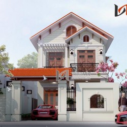 Mẫu nhà đẹp 2 tầng mặt tiền 8m dài 14m gram màu sáng trẻ BT1449