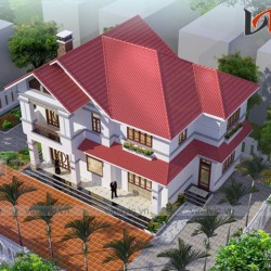 Mẫu biệt thự nhà vườn 2 tầng hiện đại sân vườn rộng mặt tiền 15m BT1455