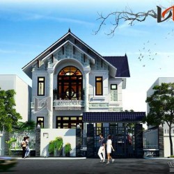 Bản vẽ thiết kế biệt thự đẹp 2 tầng diện tích 200m2 mặt tiền 9m BT1459