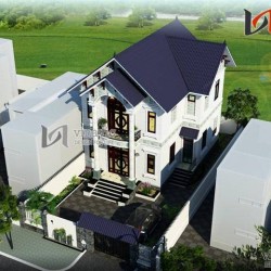Bản vẽ thiết kế biệt thự đẹp 2 tầng diện tích 200m2 mặt tiền 9m BT1459
