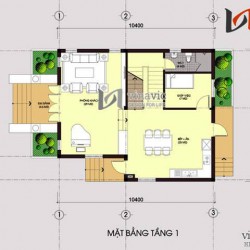 Bản vẽ thiết kế biệt thự đẹp 2 tầng diện tích 200m2 mặt tiền 9m BT1459