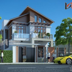 Mẫu biệt thự phố 2 tầng mặt tiền 10m chiều sâu 20m hiện đại BT1463