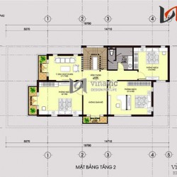 Mẫu biệt thự phố 2 tầng mặt tiền 10m chiều sâu 20m hiện đại BT1463