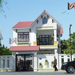 Mẫu nhà 2 tầng mặt tiền 8m chiều sâu 13m thiết kế đơn giản BT1467
