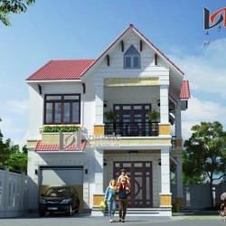 Mẫu nhà 2 tầng mặt tiền 8m chiều sâu 13m thiết kế đơn giản BT1467