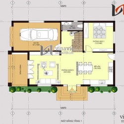 Mẫu nhà 2 tầng mặt tiền 8m chiều sâu 13m thiết kế đơn giản BT1467