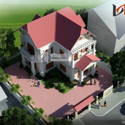 Thiết kế nhà 2 tầng 3 phòng ngủ 250m2 hình chữ L BT1477