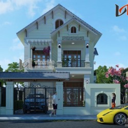 Biệt thự 2 tầng 5 phòng ngủ 120m2 mặt tiền 9m  tân cổ điển BT1479