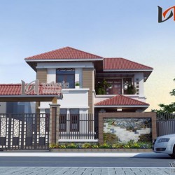 Nhà 2 tầng mặt tiền 10m kích thước 10x12m 4 phòng ngủ hiện đại BT1484