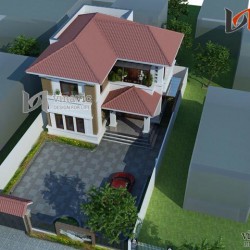 Nhà 2 tầng mặt tiền 10m kích thước 10x12m 4 phòng ngủ hiện đại BT1484