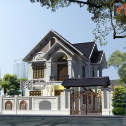 Bản thiết kế nhà 2 tầng có diện tích 8x11m tân cổ điển BT1498