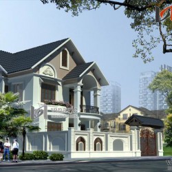 Bản thiết kế nhà 2 tầng có diện tích 8x11m tân cổ điển BT1498
