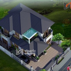 Mặt tiền nhà 2 tầng mái thái ngang 9m chiều sâu 13m thoáng mát BT1501