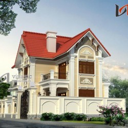 Mẫu nhà đẹp 2 tầng hình chữ l 3 phòng ngủ kích thước 12x10m BT1504