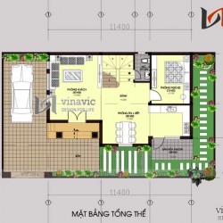 Mẫu nhà đẹp 2 tầng hình chữ l 3 phòng ngủ kích thước 12x10m BT1504