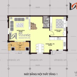 Mẫu nhà đẹp 2 tầng hình chữ l 3 phòng ngủ kích thước 12x10m BT1504