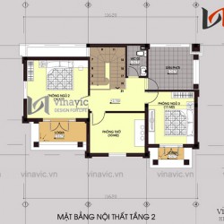 Mẫu nhà đẹp 2 tầng hình chữ l 3 phòng ngủ kích thước 12x10m BT1504