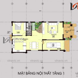 Mẫu nhà 2 tầng mái thái mặt tiền 8m chiều dài 18m 3 phòng ngủ BT1517