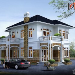 Mẫu nhà vườn 2 tầng mái thái diện tích 10x14m 2 mặt tiền đẹp BT1521