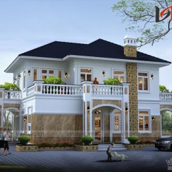 Mẫu nhà vườn 2 tầng mái thái diện tích 10x14m 2 mặt tiền đẹp BT1521