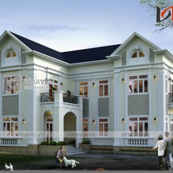 Biệt thự 2 tầng phong cách tân cổ điển chiều rộng 12m dài 18m