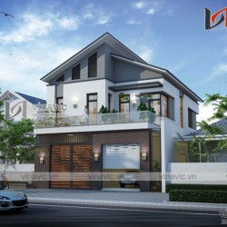 Bản vẽ biệt thự đẹp 2 tầng 100m2 kích thước 9x15m 3 phòng ngủ BT1621
