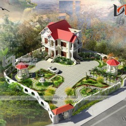 Biệt thự 2 tầng kiểu Châu Âu 13x10m thiết kế nguy nga bề thế  BT1622