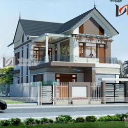 Mẫu nhà 2 tầng 4 phòng ngủ ngang 8m diện tích 120m2 1 mặt tiền BT1623