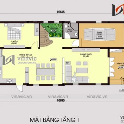 Mẫu nhà 2 tầng 4 phòng ngủ ngang 8m diện tích 120m2 1 mặt tiền BT1623