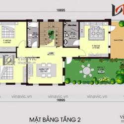 Mẫu nhà 2 tầng 4 phòng ngủ ngang 8m diện tích 120m2 1 mặt tiền BT1623