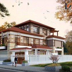 Nhà biệt thự 3 tầng phong cách hiện đại có gara ô tô BT1634